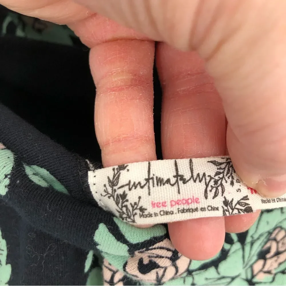 Intimately Free People Womens Bodysuit Size Small Black Off‎ the Shoulder Floral